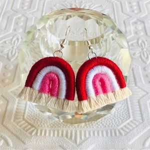 Handmade Macrame Rainbow Earrings